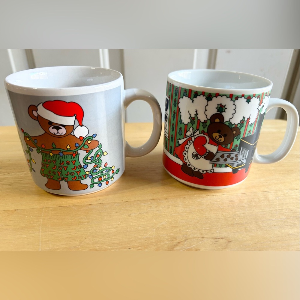 Grant Howard Mugs Pair/2 “Mom” & “Dad” Bears Christmas‎ Winter Holiday VTG READ
